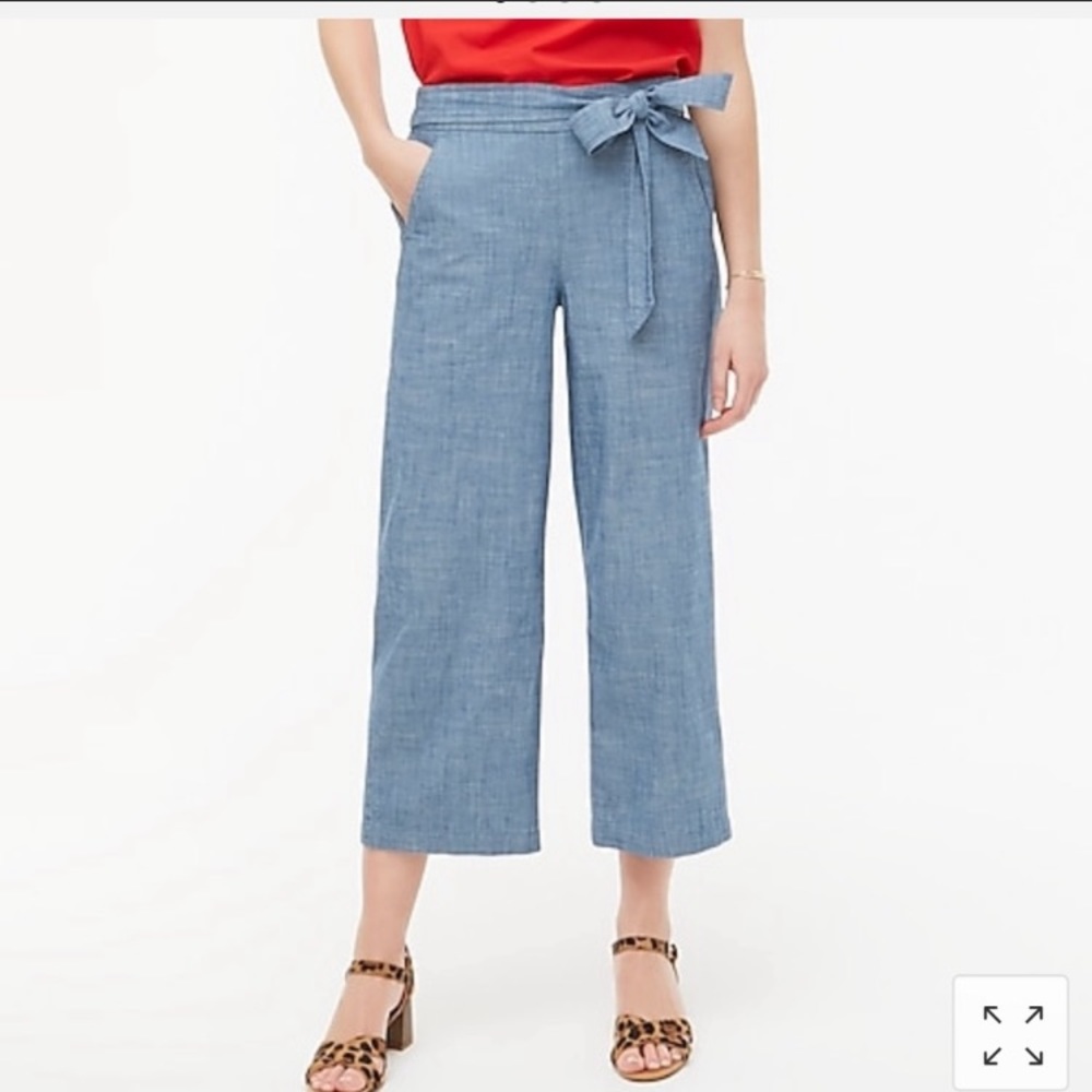 2/$20 J Crew Cropped Chambray Tie Waist Pants
